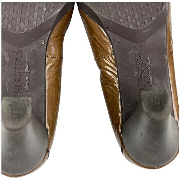 ANTHROPOLOGIE Hispanitas Women's Brown Patent  Leather Glove Shoe Heels EU 39 - Picture 9 of 12